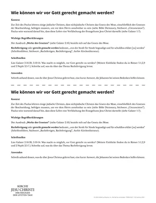 Arbeitsblatt „Wie können wir vor Gott gerecht gemacht werden?“