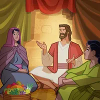 Jesus teaching Martha and Mary.