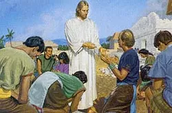 Jesus told the people felt the marks in His hands and feet