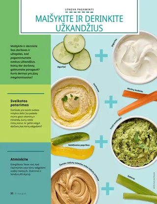 Puslapis PDF formatu su daržovių ir užtepėlių nuotraukomis