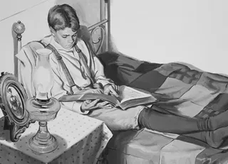 Young Spencer reading the Holy Scriptures.