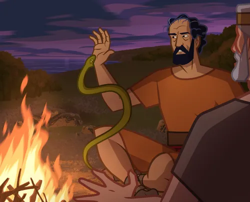 A snake bites Paul, but he doesn’t get hurt.