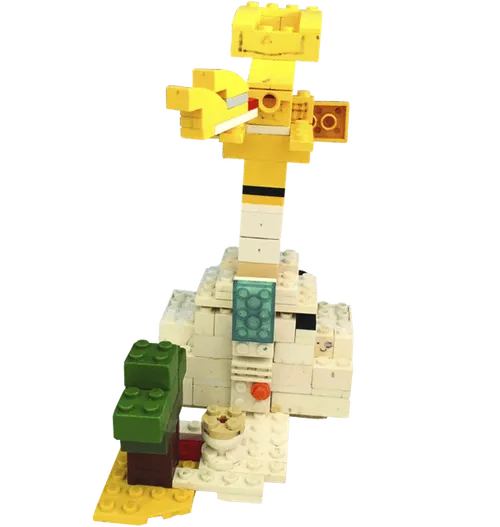 Temple built out of plastic blocks