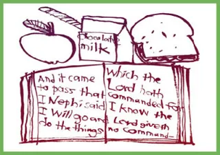 sketch of lunch and scriptures