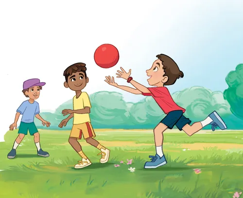 Three boys playing with a ball