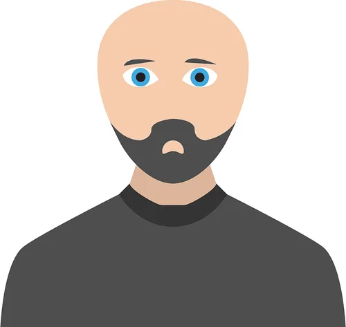 bald man with gray shirt