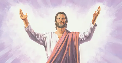 Jesus standing with outstretched arms