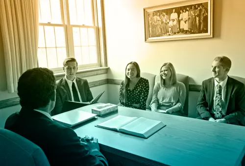 young adults together in church