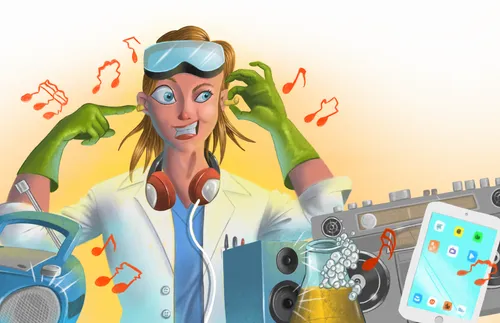 woman experimenting with music