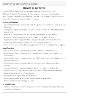 descrição do cargo