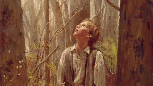 Joseph Smith kneeling in the Sacred Grove