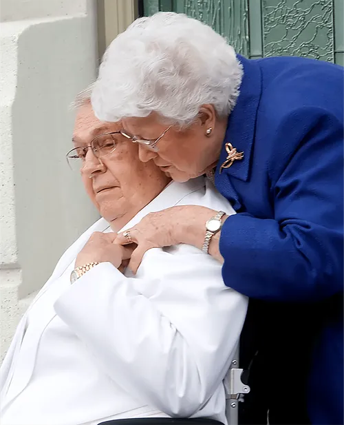 President Boyd K. Packer and his wife, Donna, at the Brigham City Utah Temple cornerstone ceremony, 23 September 2012.