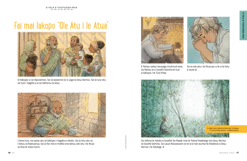 Tala PDF o Iakopo o loo aoao atu ma Iosefa Samita o loo tatalo