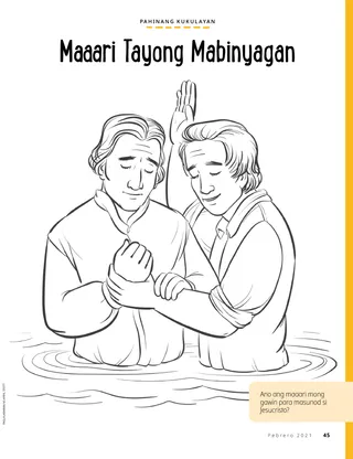 coloring page of Joseph Smith being baptized