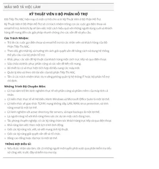 mô tả công việc