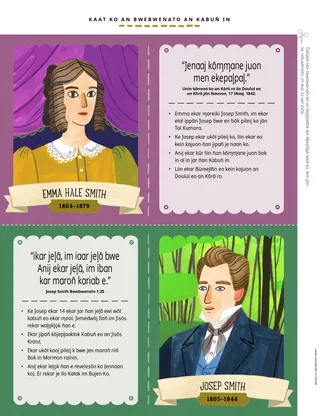 cutout cards of Emma and Joseph Smith
