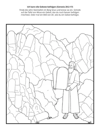 Seite mit der Aktivität: Ich kann die Gebote befolgen