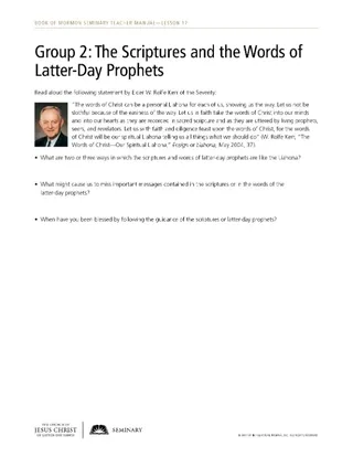 handout, Group 2: The Scriptures and the Words of Latter-Day Prophets