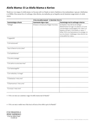 Alofa: Pepa e tufatufa atu o le Alofa Mama o Keriso