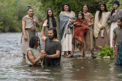Alma the Younger baptizes believers in the land of Zarahemla.