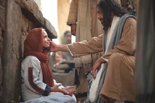 Jesus comforting woman