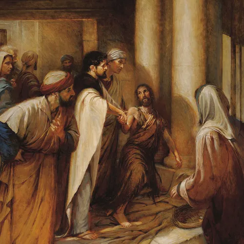 Peter and John heal a man at the temple