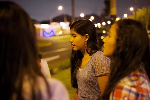 young women socializing