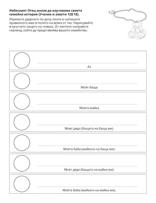страница с материали за дейности: Небесният Отец желае да учим за своята семейна история