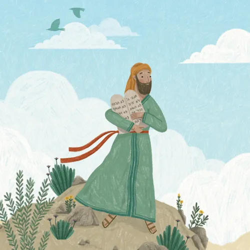 Moses holding stone tablets
