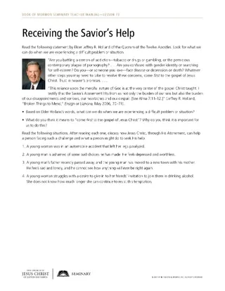 handout, Receiving the Savior’s Help