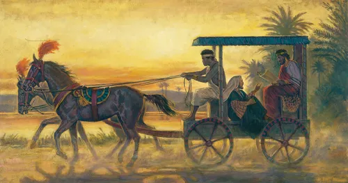 Philip teaching the gospel to an Ethiopian as they ride in a chariot