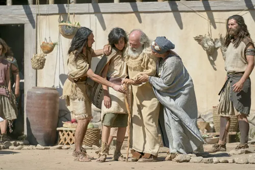 Jacob, Sam, and Sariah help Lehi.