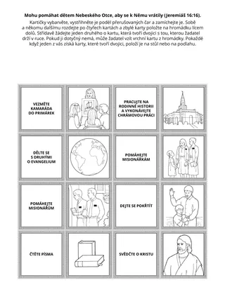 Stránka s činností pro Primárky: Mohu pomáhat dětem Nebeského Otce, aby se k Němu vrátily