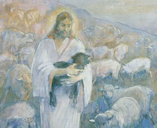 Jesus with sheep