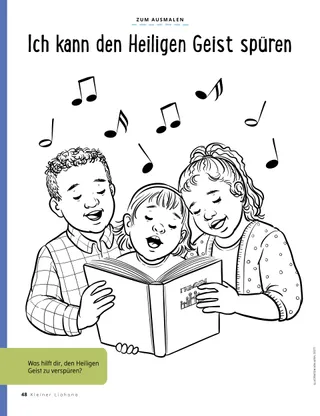 coloring page of children singing