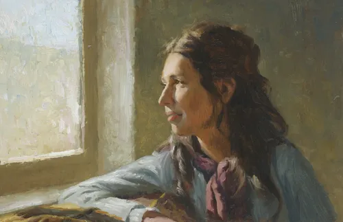woman at window