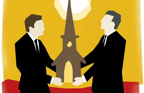 men holding up a church