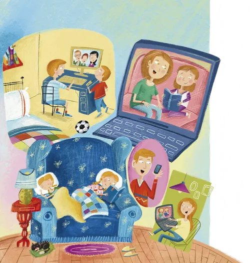 Family on a video call together