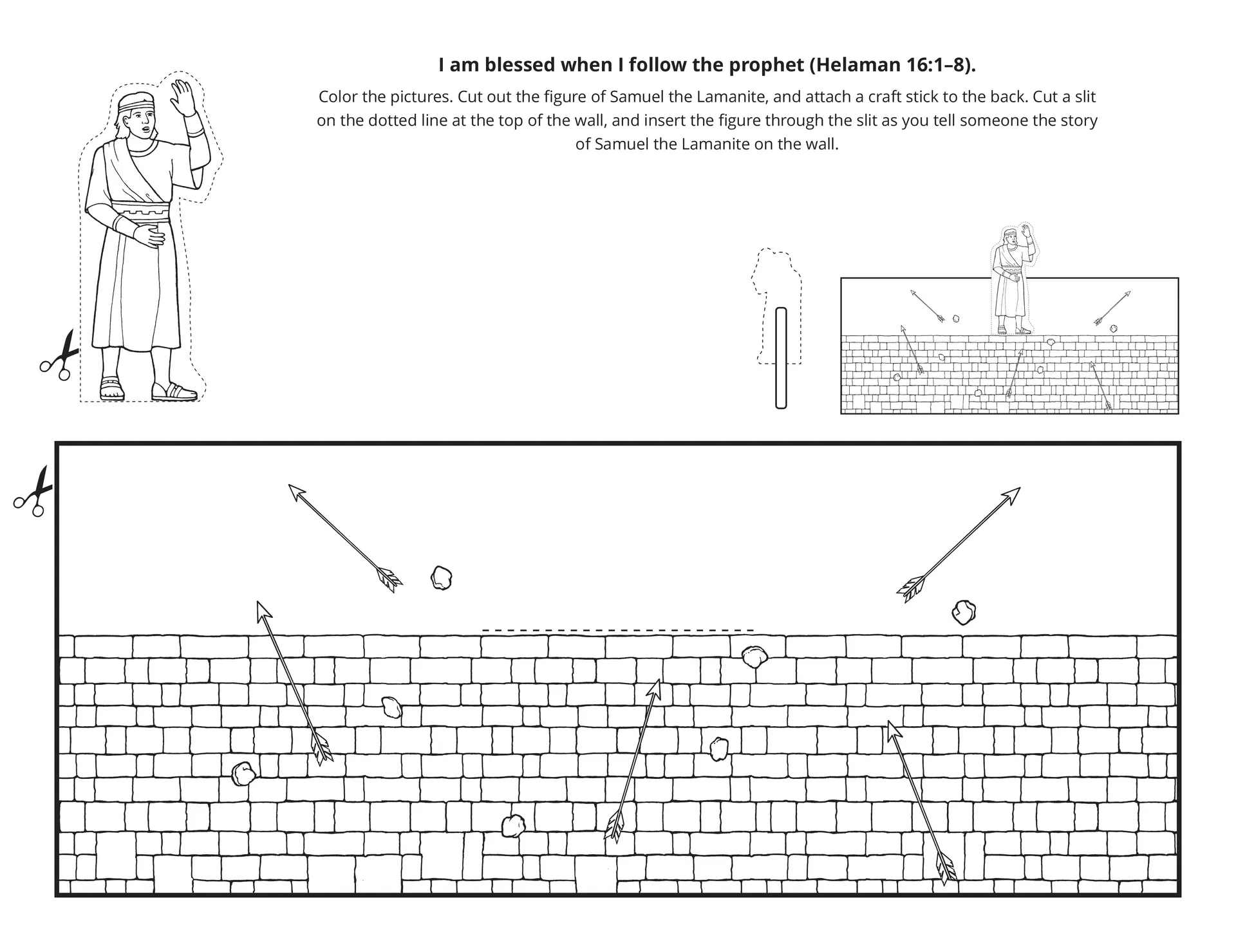 A line-art activity depicting Samuel the Lamanite.