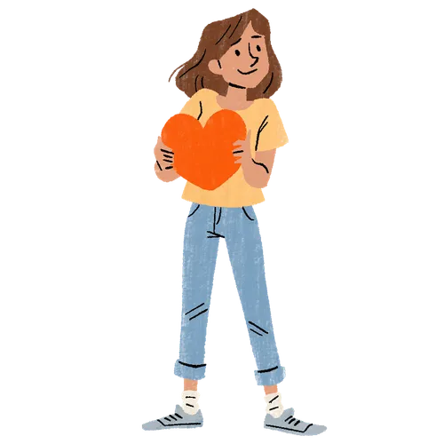girl holding heart shape
