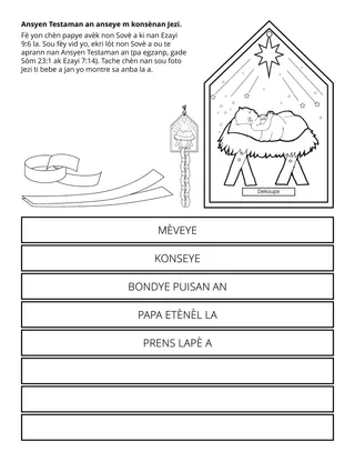 Paj aktivite Primè: Ansyen Testaman an anseye m konsènan Jezi