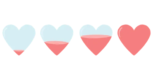 heart shapes filled to different levels with red color