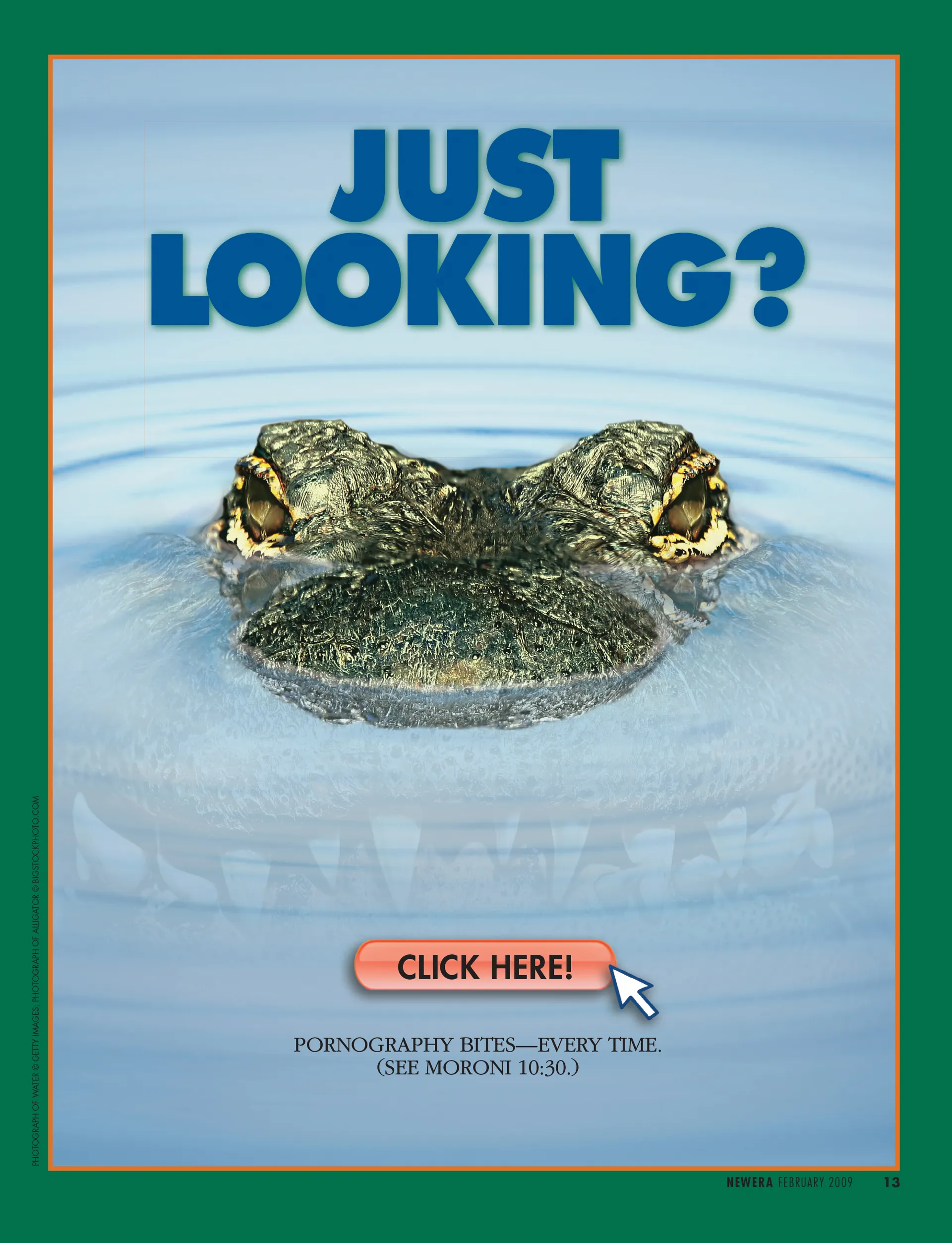 Just Looking? Pornography bites—every time. (See Moroni 10:30.) Feb. 2009 © undefined ipCode 1.