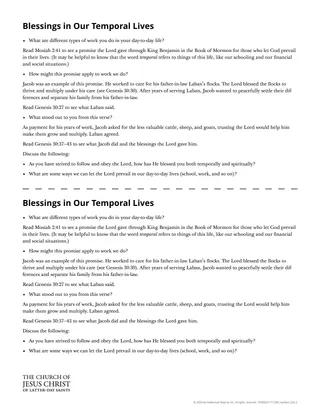 Blessings in our temporal lives