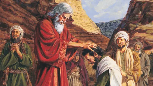 Moses blessing Joshua