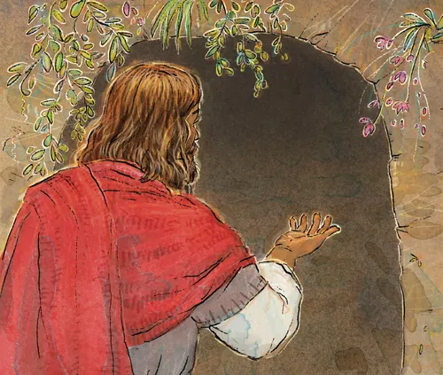 Jesus standing in Lazarus’s tomb