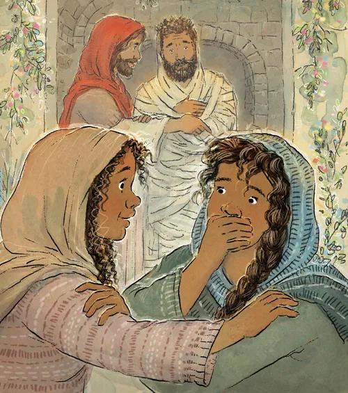 Jesus helping Lazarus come out of the tomb