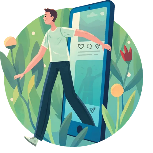 boy with oversize mobile phone