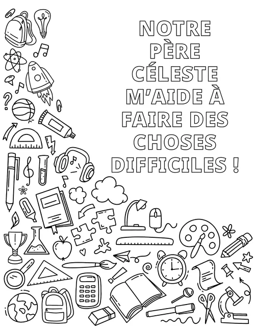 Coloriage au format PDF d’objets représentant des compétences et des passe-temps