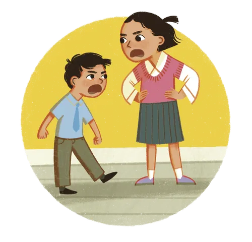 Girl yelling at little brother